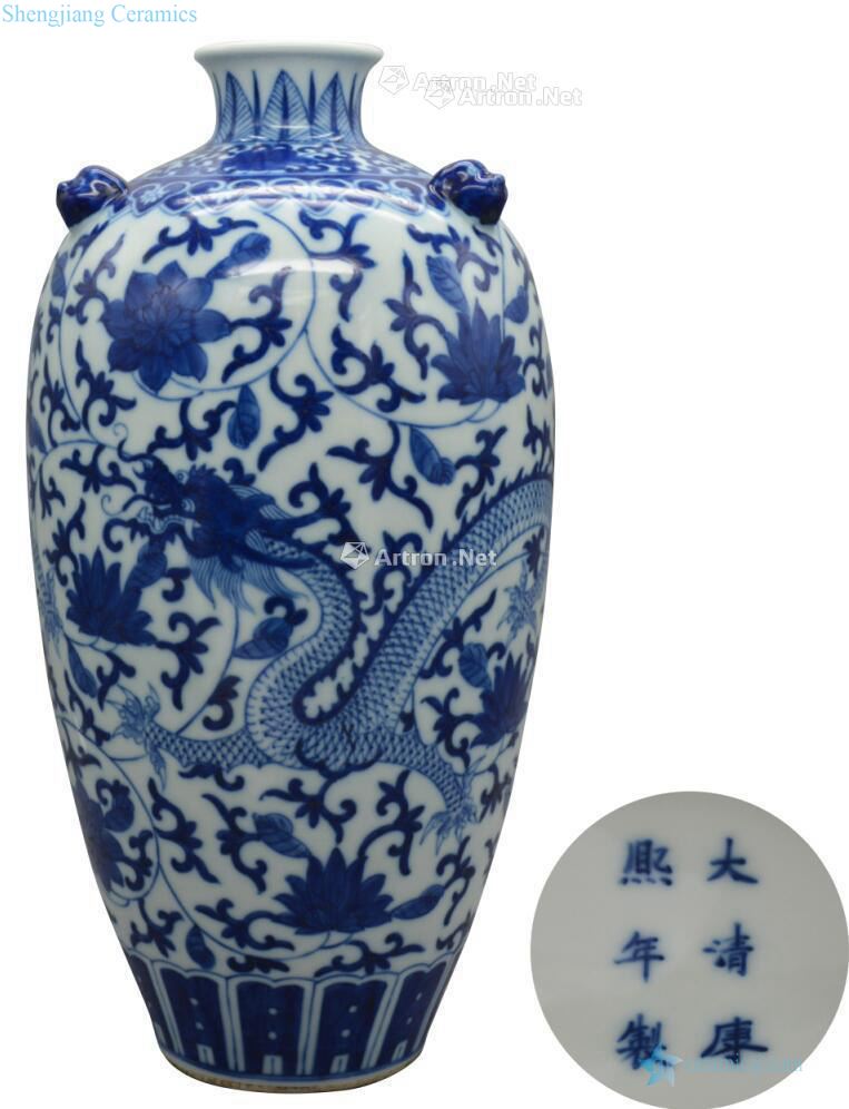 qing Blue and white dragon wearing flower lantern