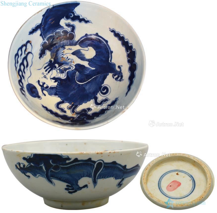 qing Blue and white dragon bowl