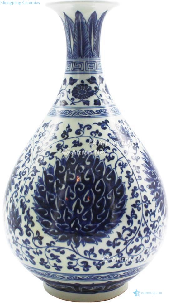 Ming Blue and white flower grain jade spring bottle