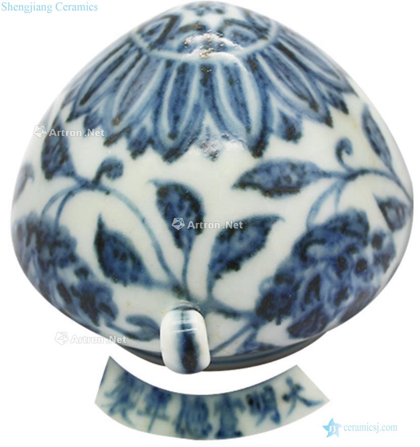 Ming Blue and white tie up branch grain bird seed pot flowers