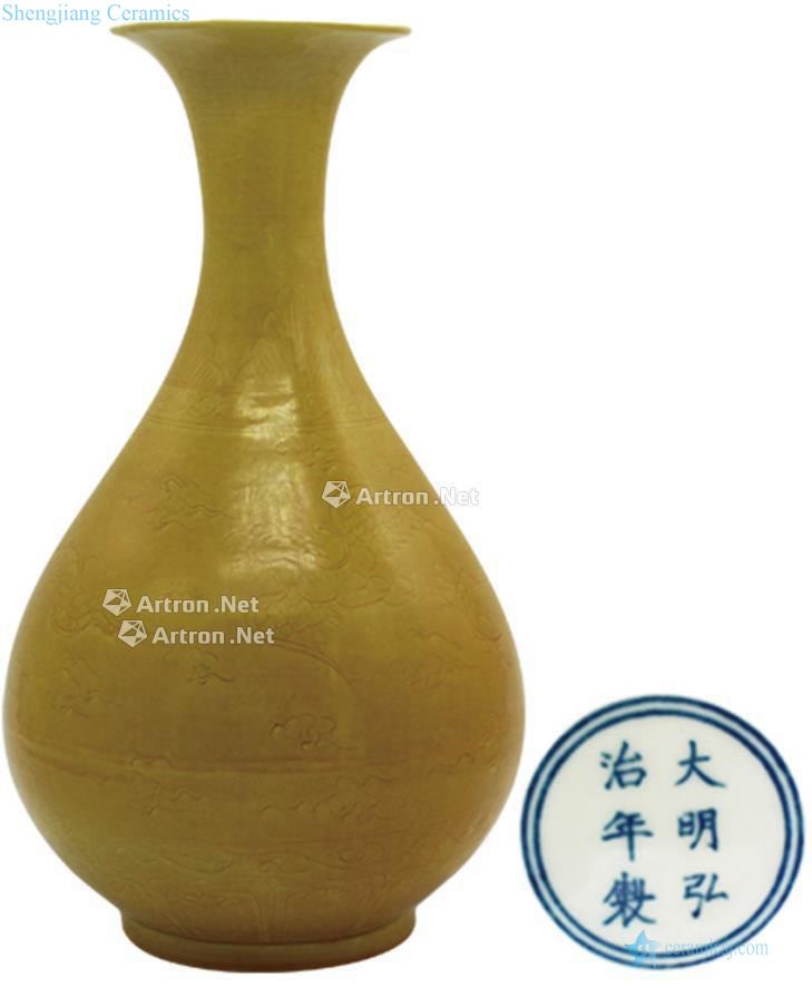 Ming Yellow glaze YunLongWen okho spring bottle