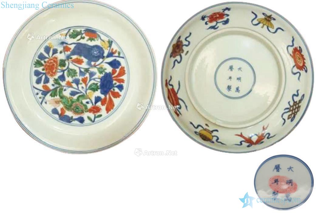 Ming Colorful flowers kylin grain mineral glaze