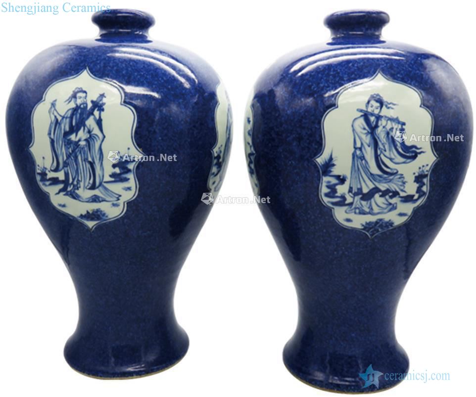 Ming Medallion with blue glaze the eight immortals mei bottles