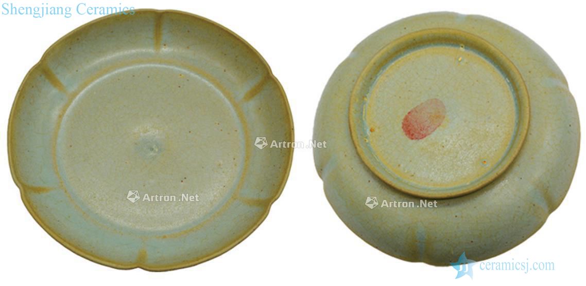 The song dynasty Your kiln azure glaze flower disc