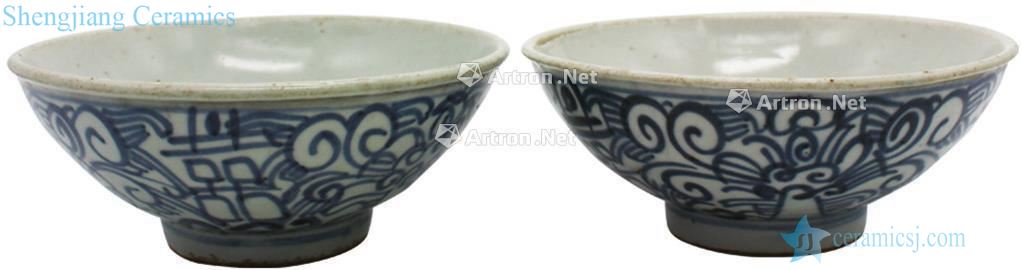 Ming Blue and white flower grain double bowl