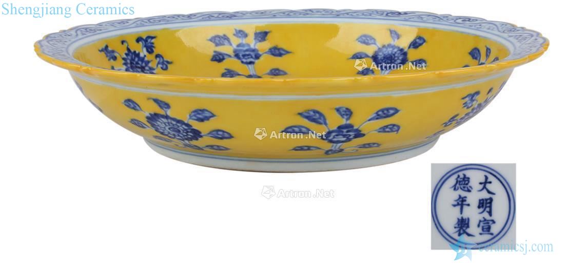 Ming Yellow blue and a bunch of lotus kwai mouth tray