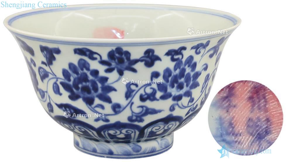 Ming Blue and white branch flowers green-splashed bowls