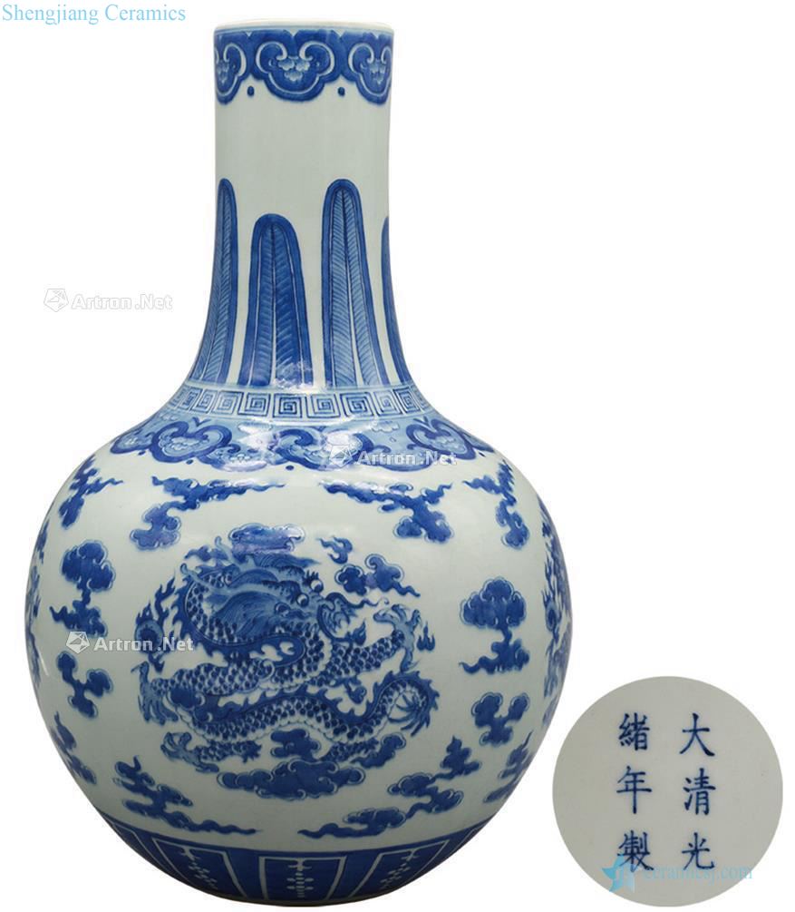Qing dynasty blue and white dragon tree