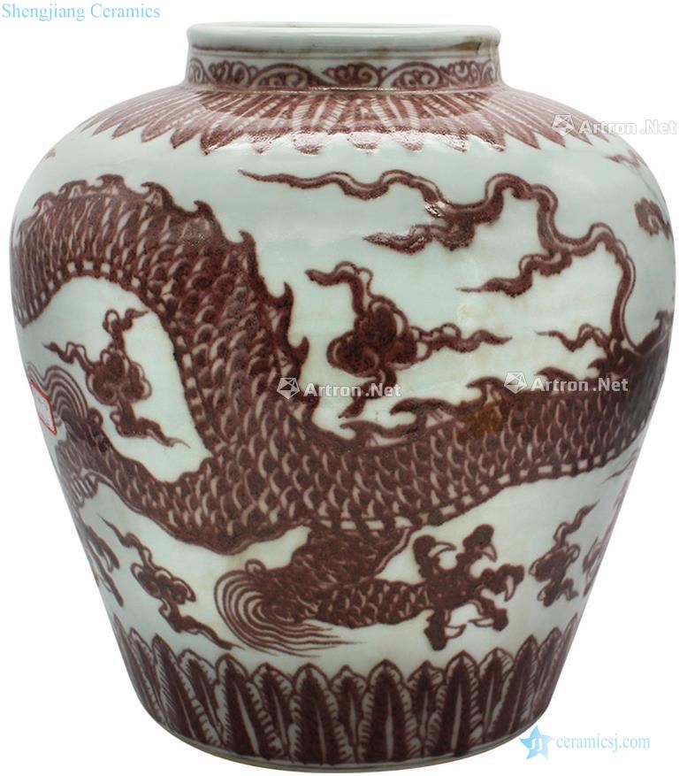 Ming Youligong red dragon grain big pot