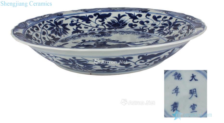 Ming Stories of blue and white knife horse mouth tray