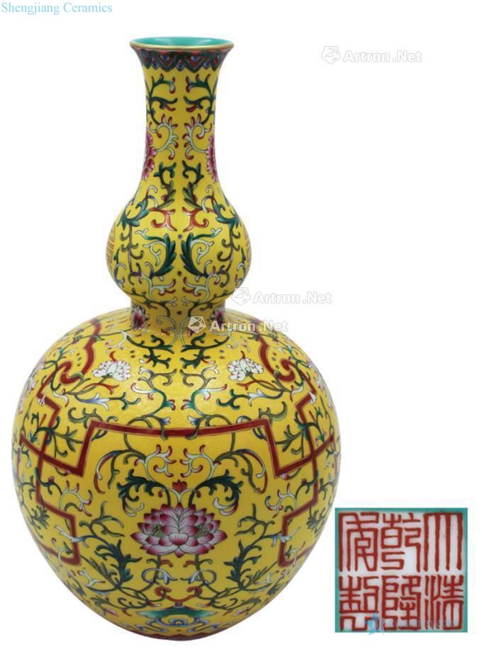 Yellow to enamel paint live lines gourd bottle