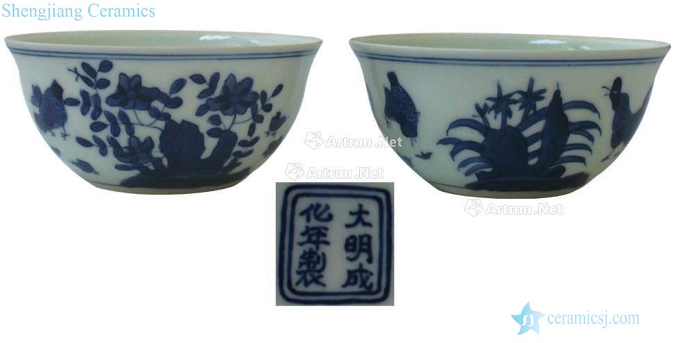 Ming Blue and white chicken stripes cup