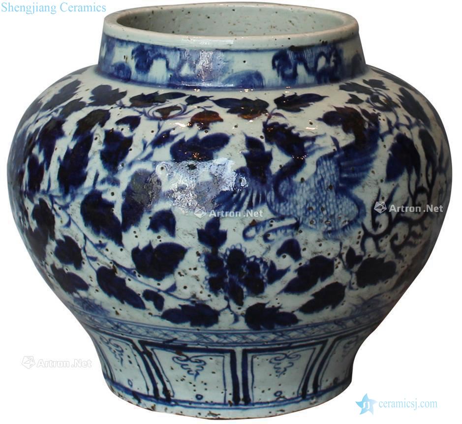 Ming Blue and white chicken wear a flower pot