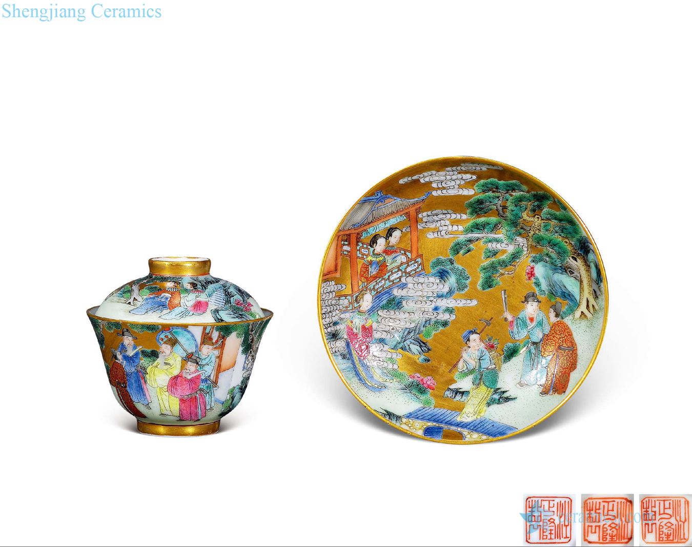 The small qing jiaqing pastel characters and tureen