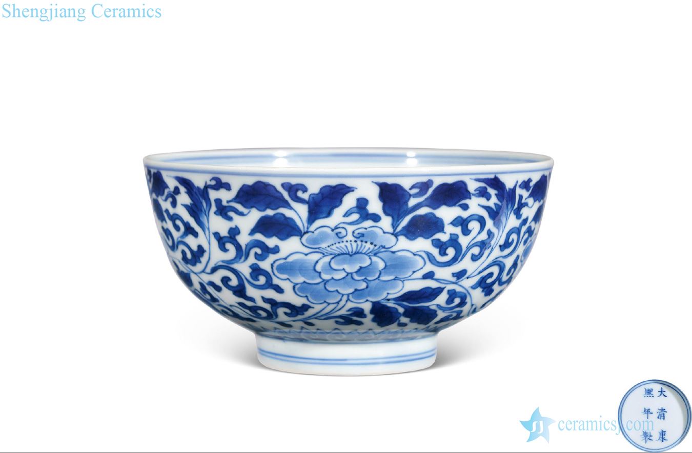 The qing emperor kangxi Blue and white peony bowl