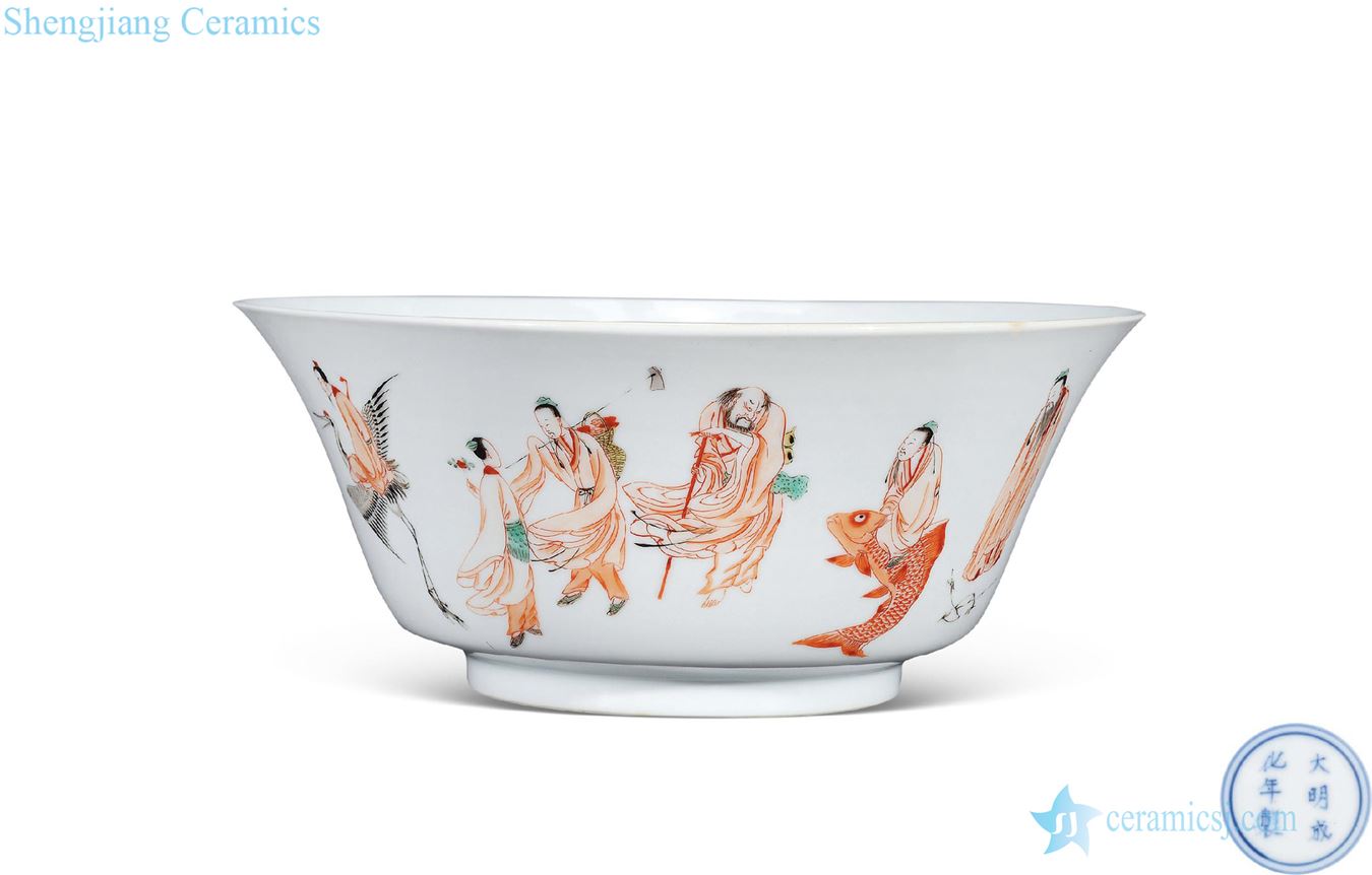 The qing emperor kangxi alum red color group birthday bowl