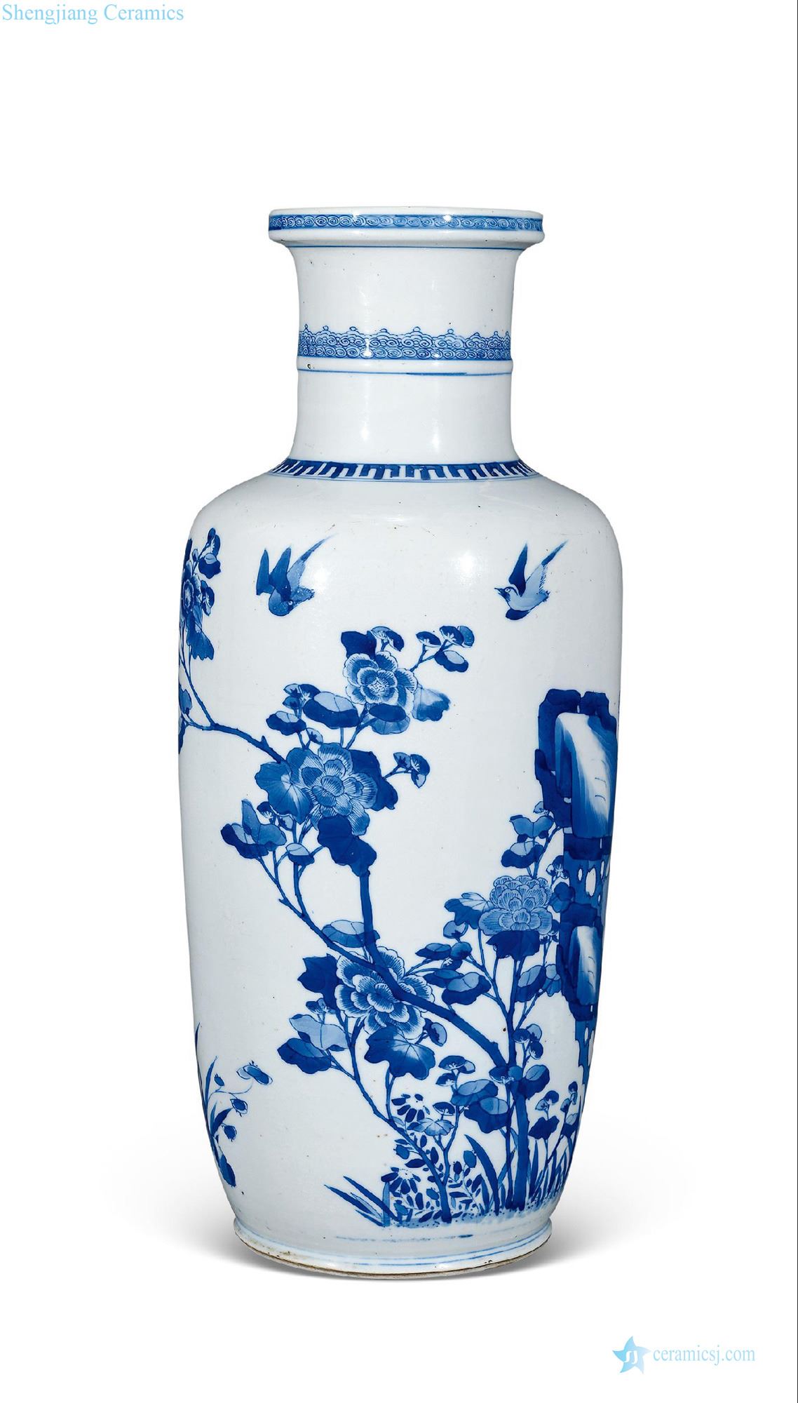 The qing emperor kangxi Blue and white flower butterfly jealousy bottle