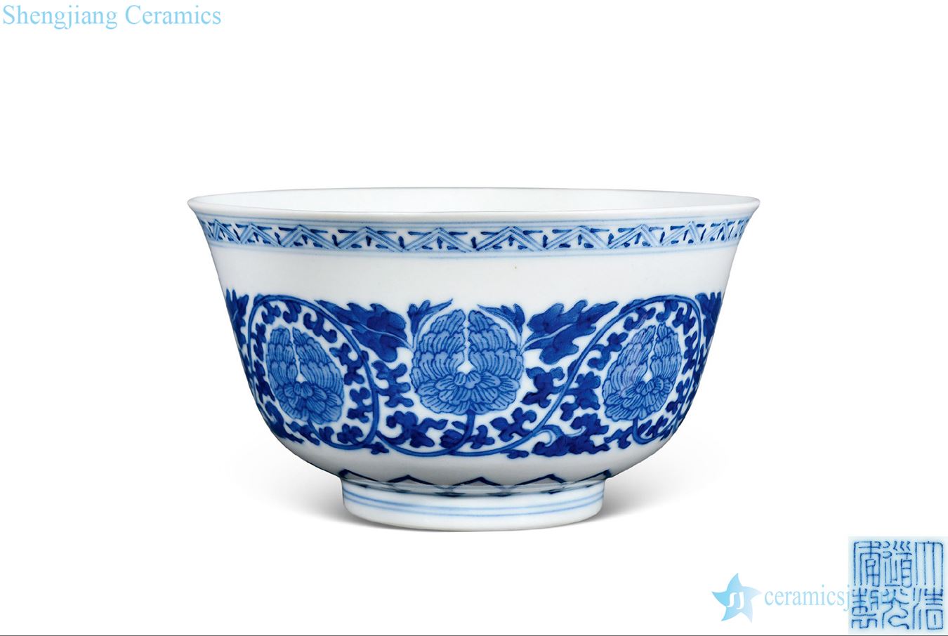 Qing daoguang Blue and white flower bowls bound branches