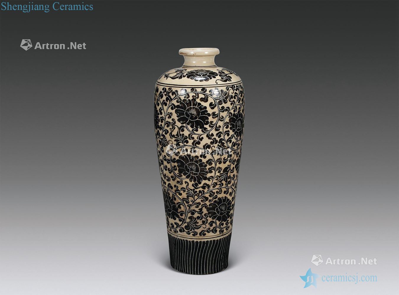 Northern song dynasty black glaze cizhou kiln carved carved plum bottle