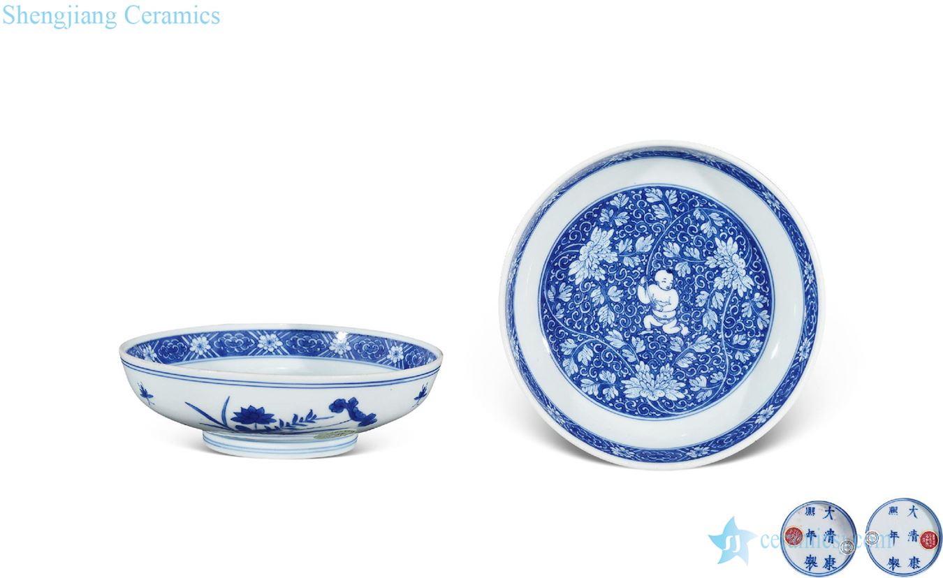 The qing emperor kangxi blue baby play plate (a)
