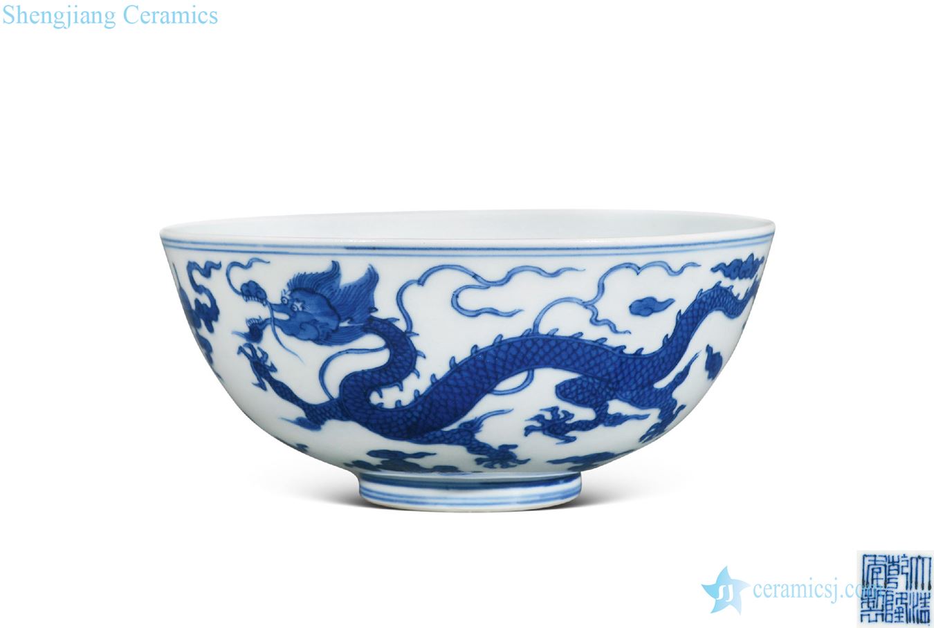 Qing qianlong Blue and white YunLongWen bowl