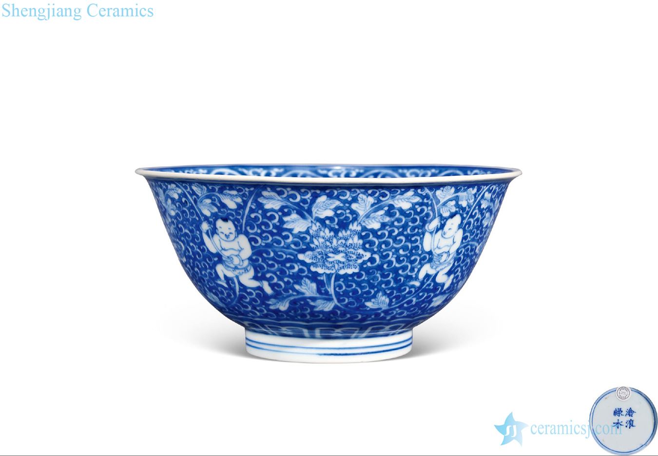 The qing emperor kangxi blue baby play bowls