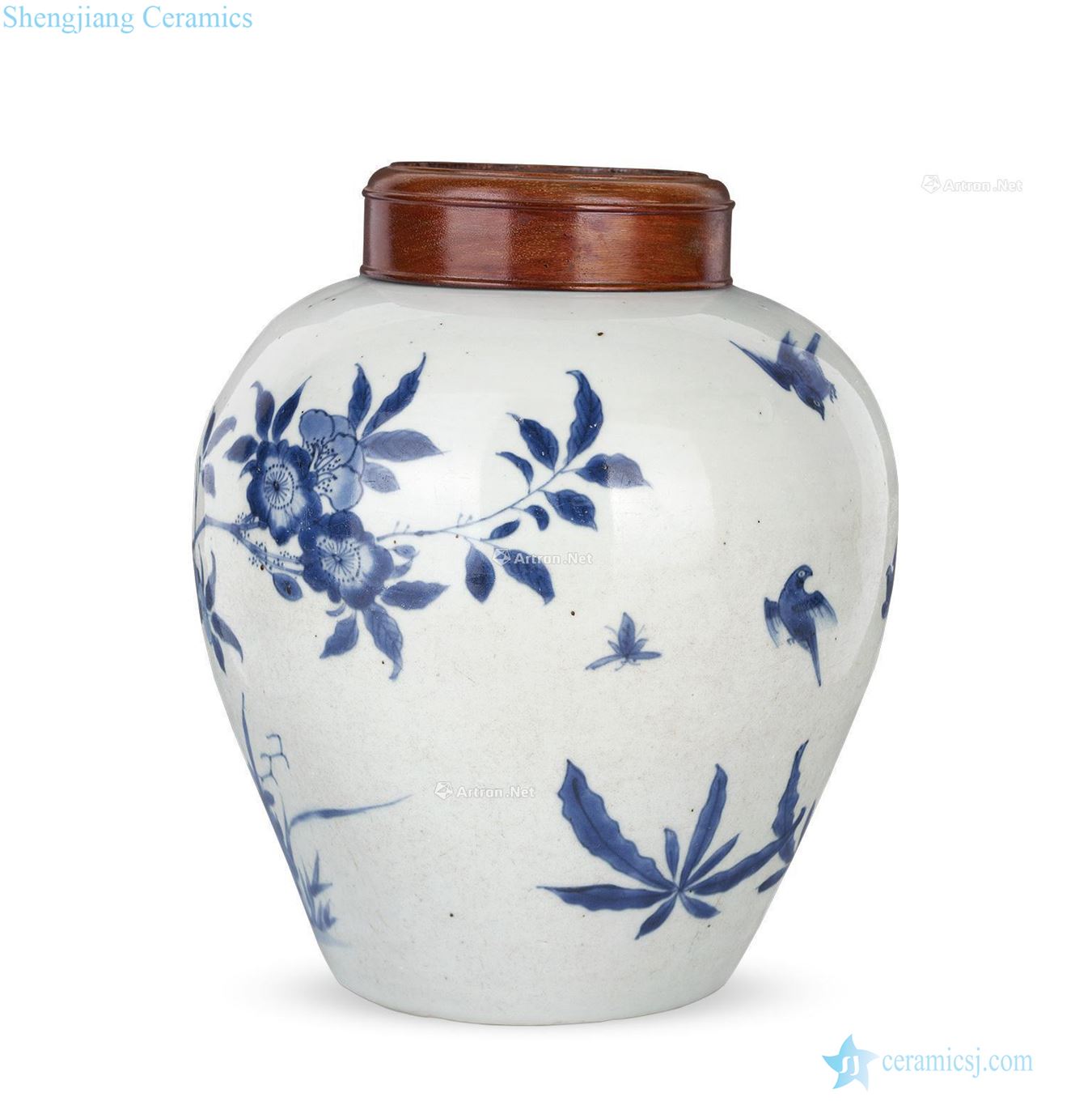 shunzhi Blue and white flower on grain tank