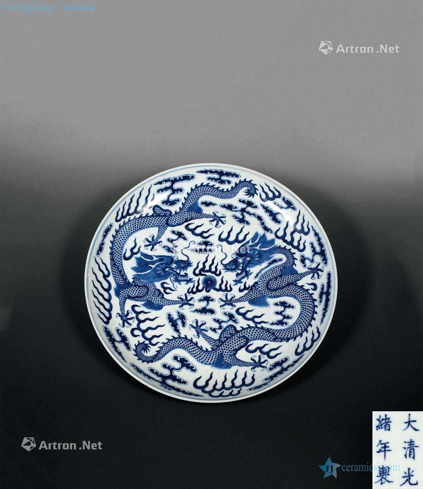 "Qing guangxu reign of qing emperor guangxu years," blue and white moire longpan