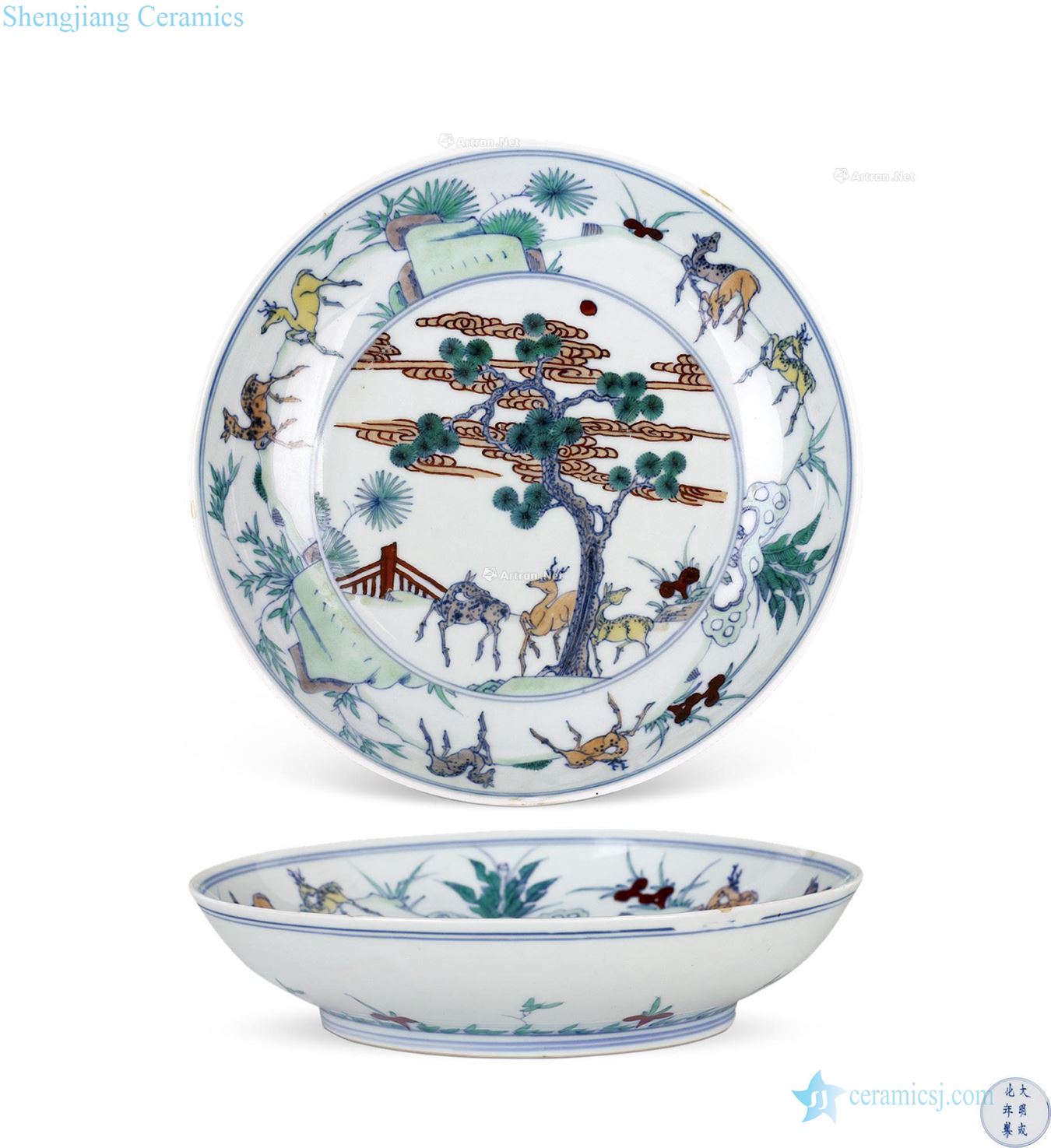 Yongzheng bucket color deer tray