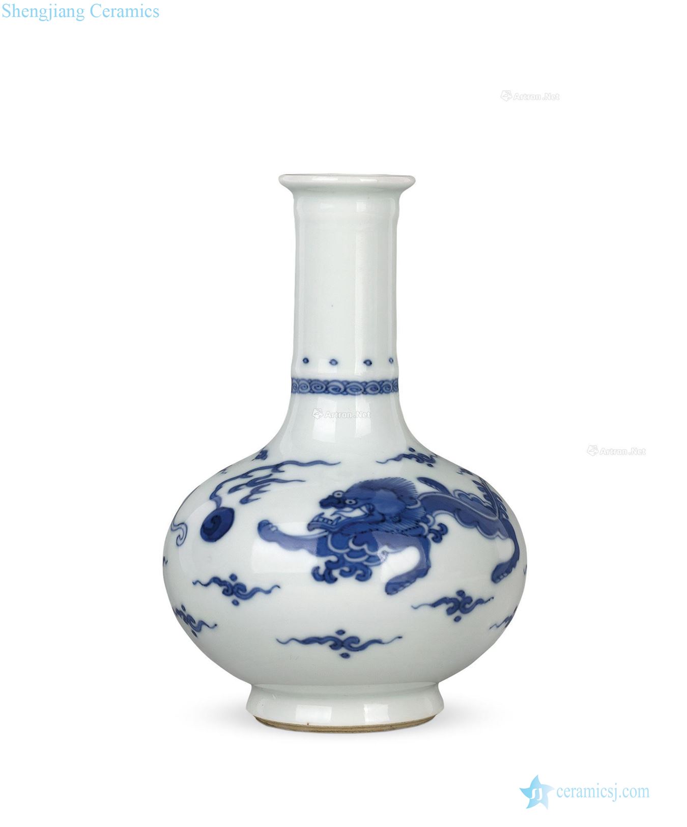 Kangxi blue dragon bottle