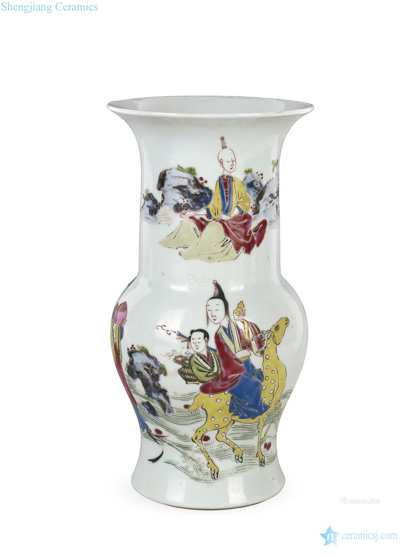 Yong zheng famille rose mago offered grain flower vase with long life