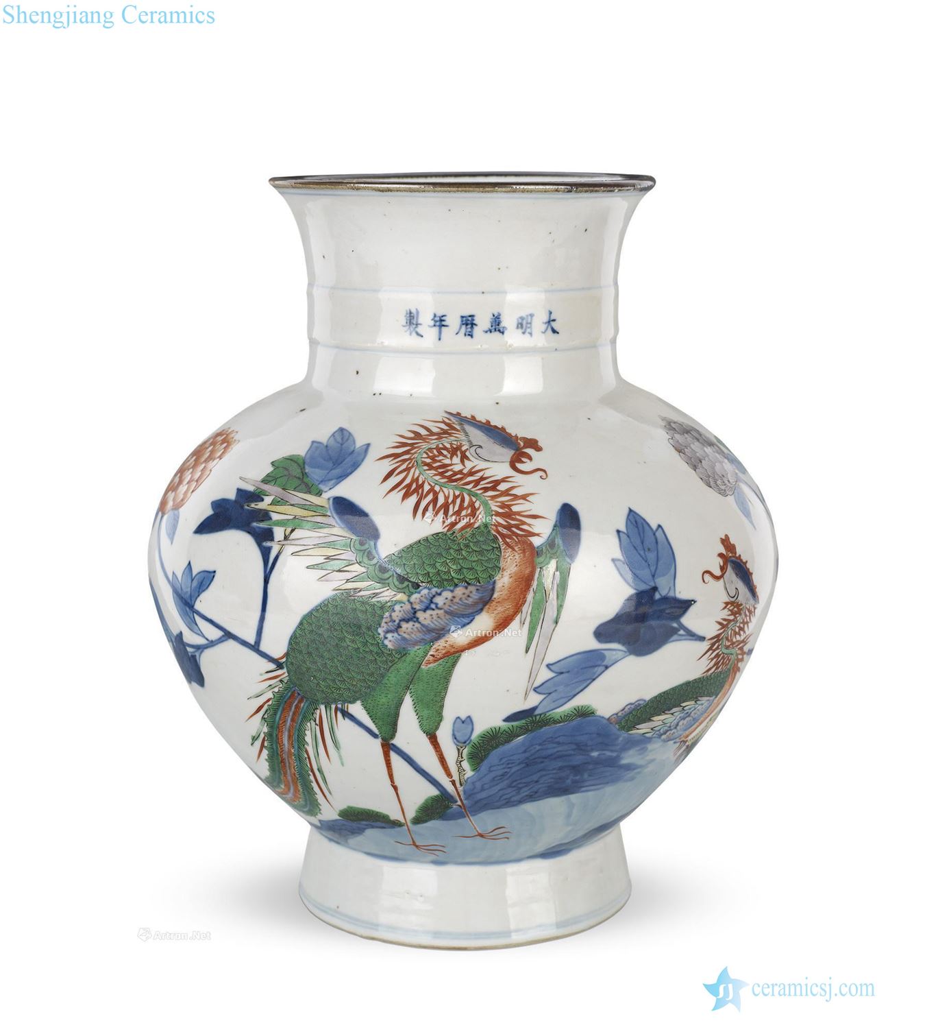 In the qing dynasty Blue and white color and grain