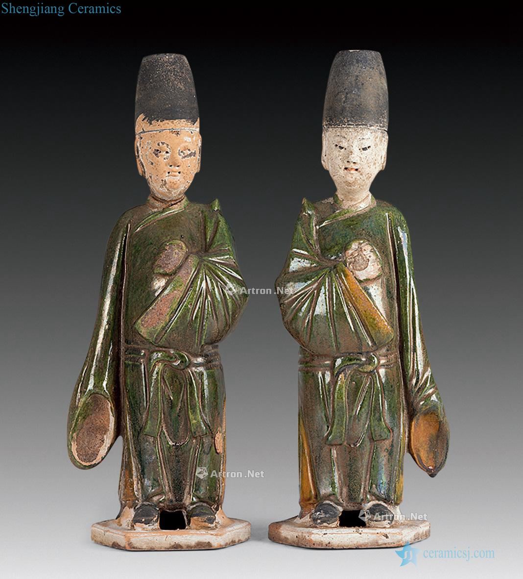 Tang three-color civilian figures