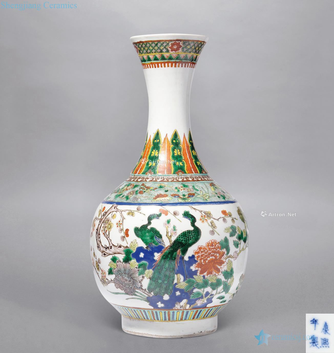 qing Colorful flowers and birds grain design