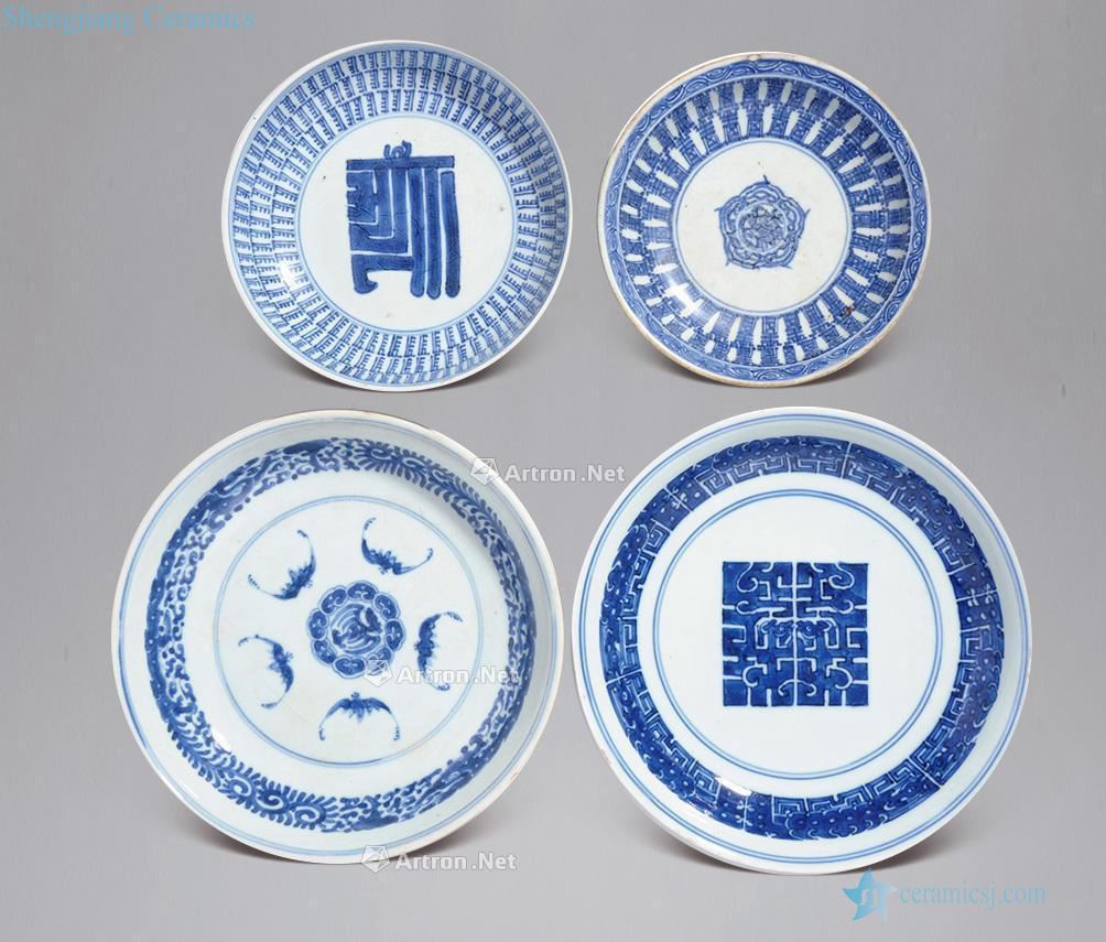 qing Blue and white antique life of word lines bowl (a group of four pieces)