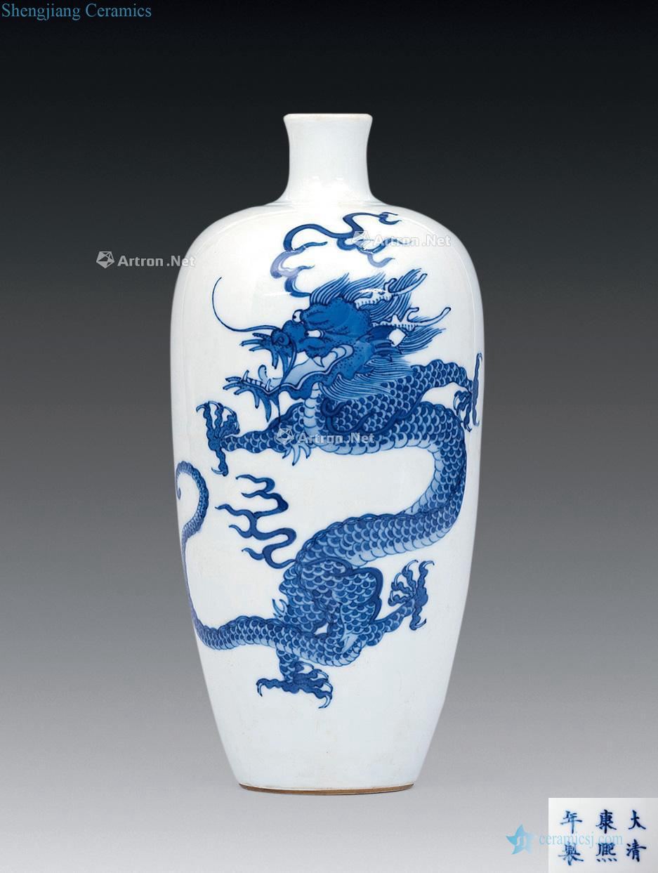 Clear blue dragon bottle