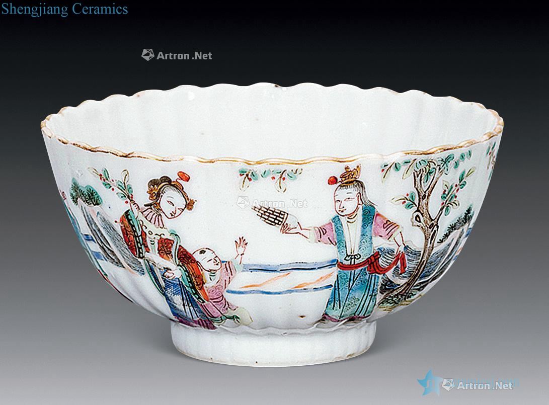 qing Chrysanthemum petals bowl of colorful characters