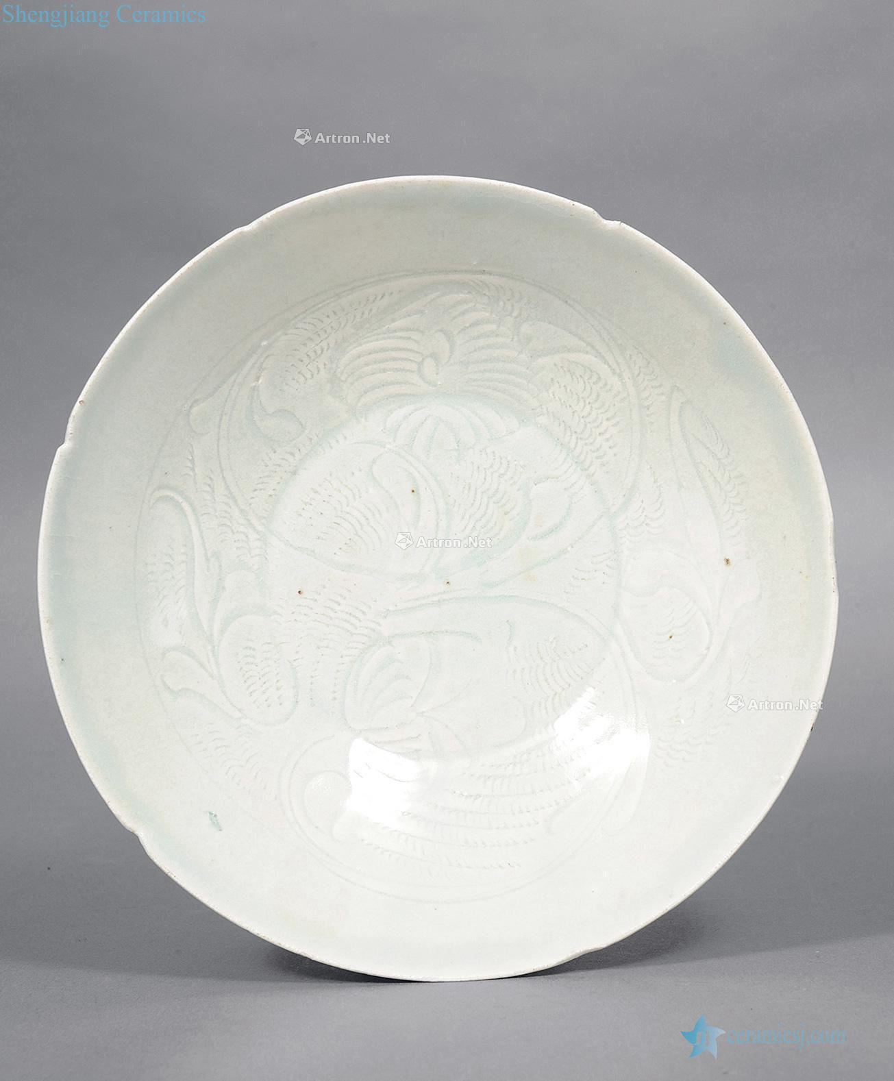 Song green carved flowers wen ling mouth bowl