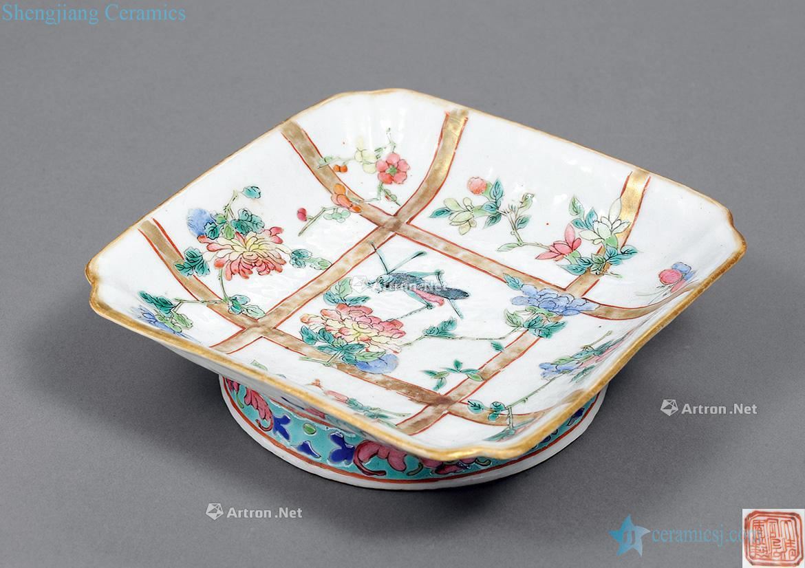 Clear pastel flowers guo guo square plate