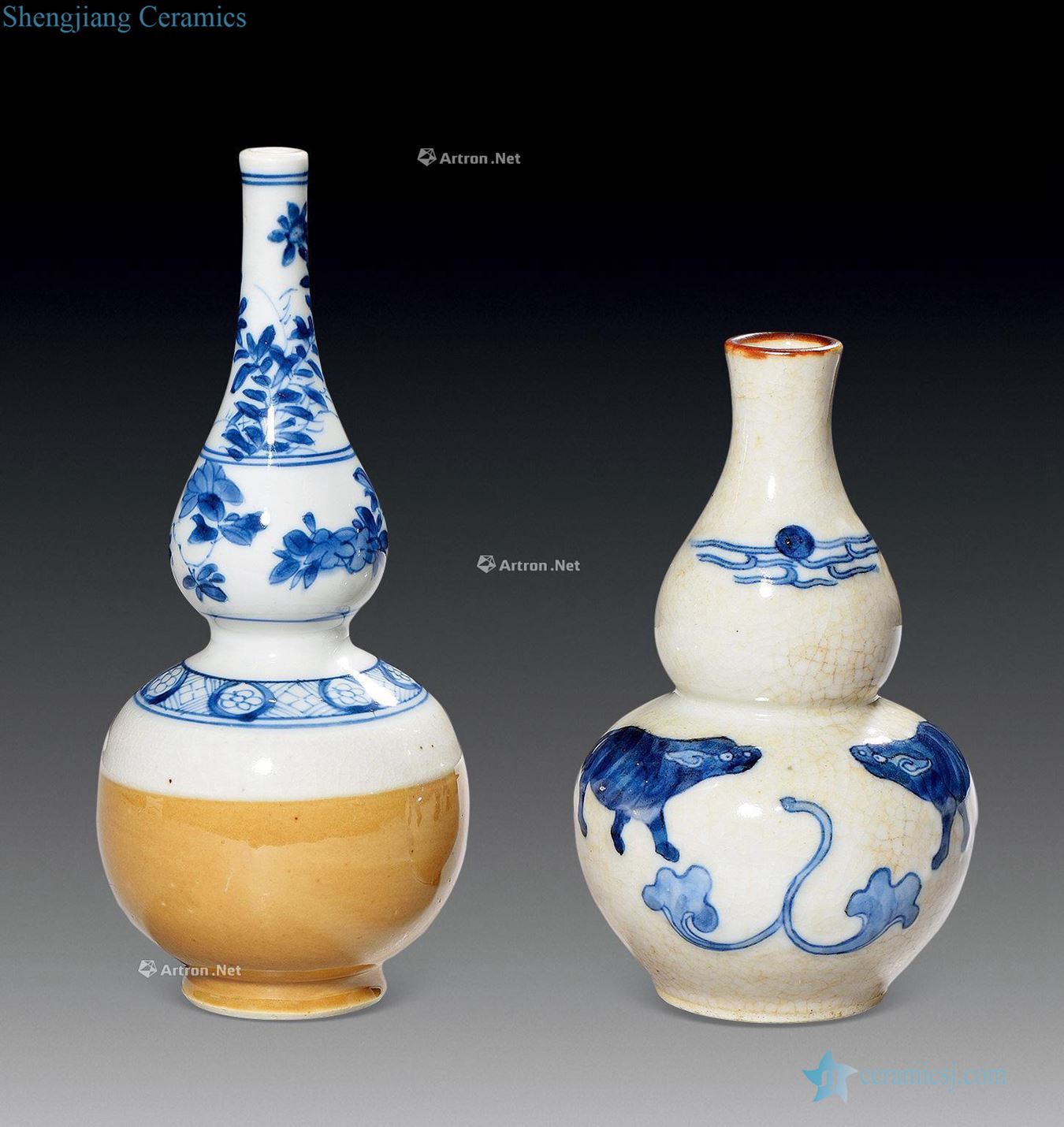 Qing dynasty blue and white gourd bottle (two)