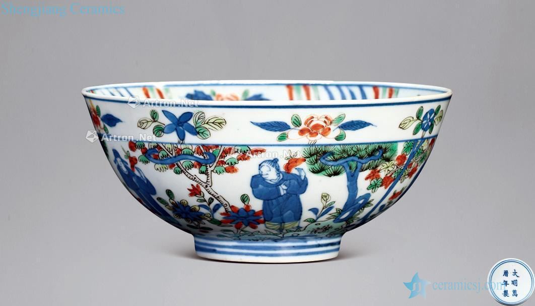 Qing bowl of colorful characters