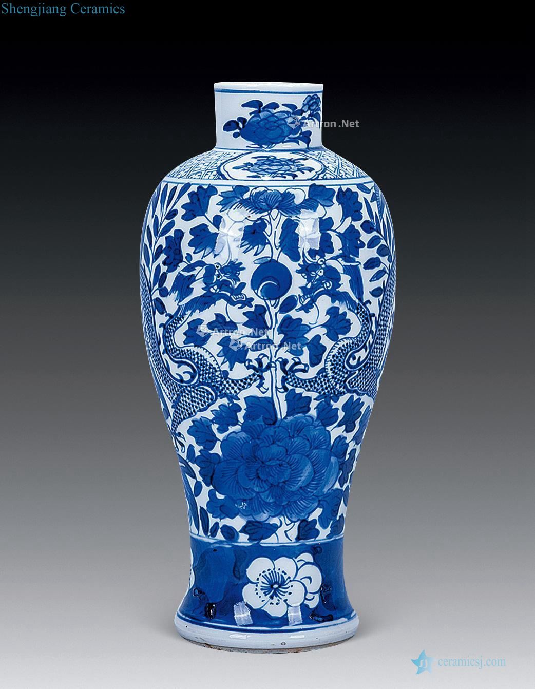 guangxu Blue and white flower dragon bottle