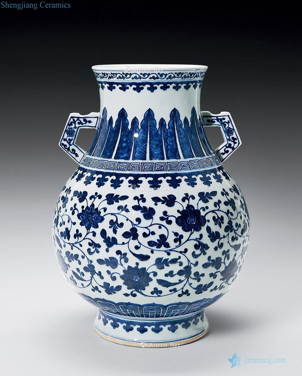 Emperor qianlong Blue and white lotus flower antique copper sample bottles