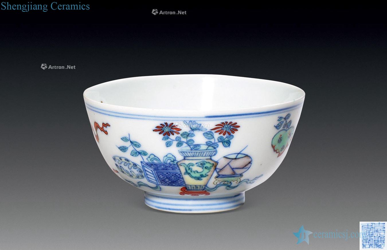 Qing bucket color antique grain small bowl