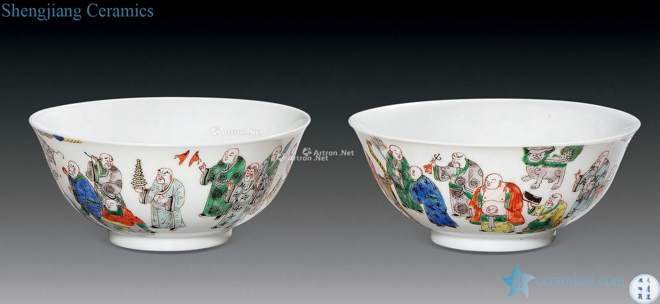 Clear colorful eighteen Luo Hanwen bowl (a)