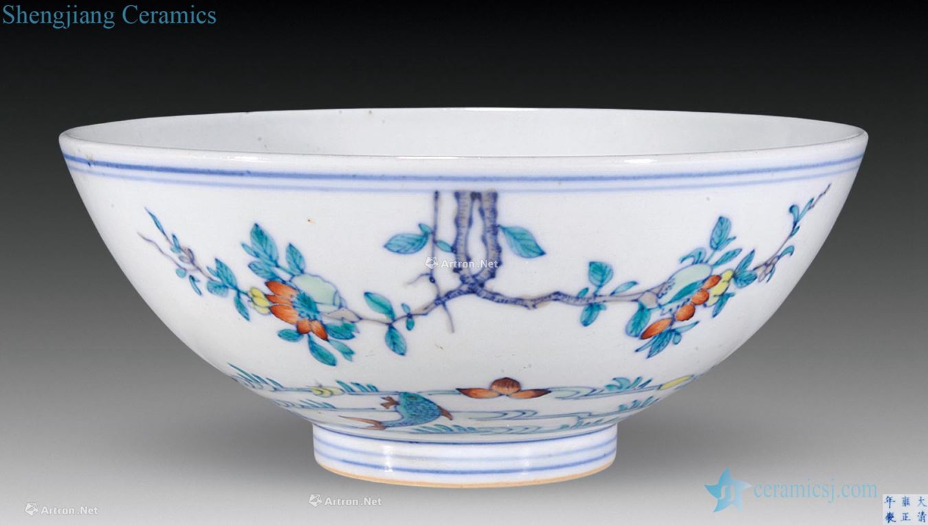 Qing yongzheng bucket color peach blossom water bowl