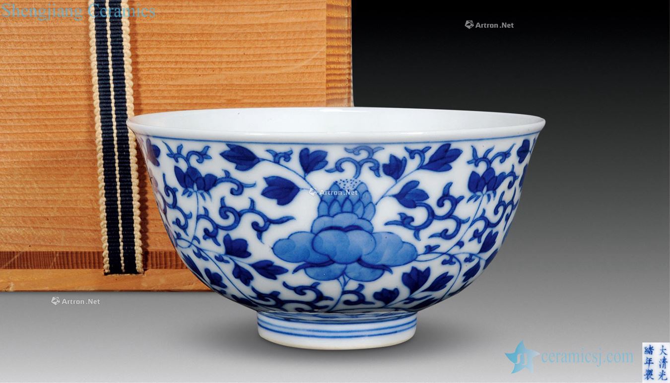 Qing guangxu Blue and white peony bowl