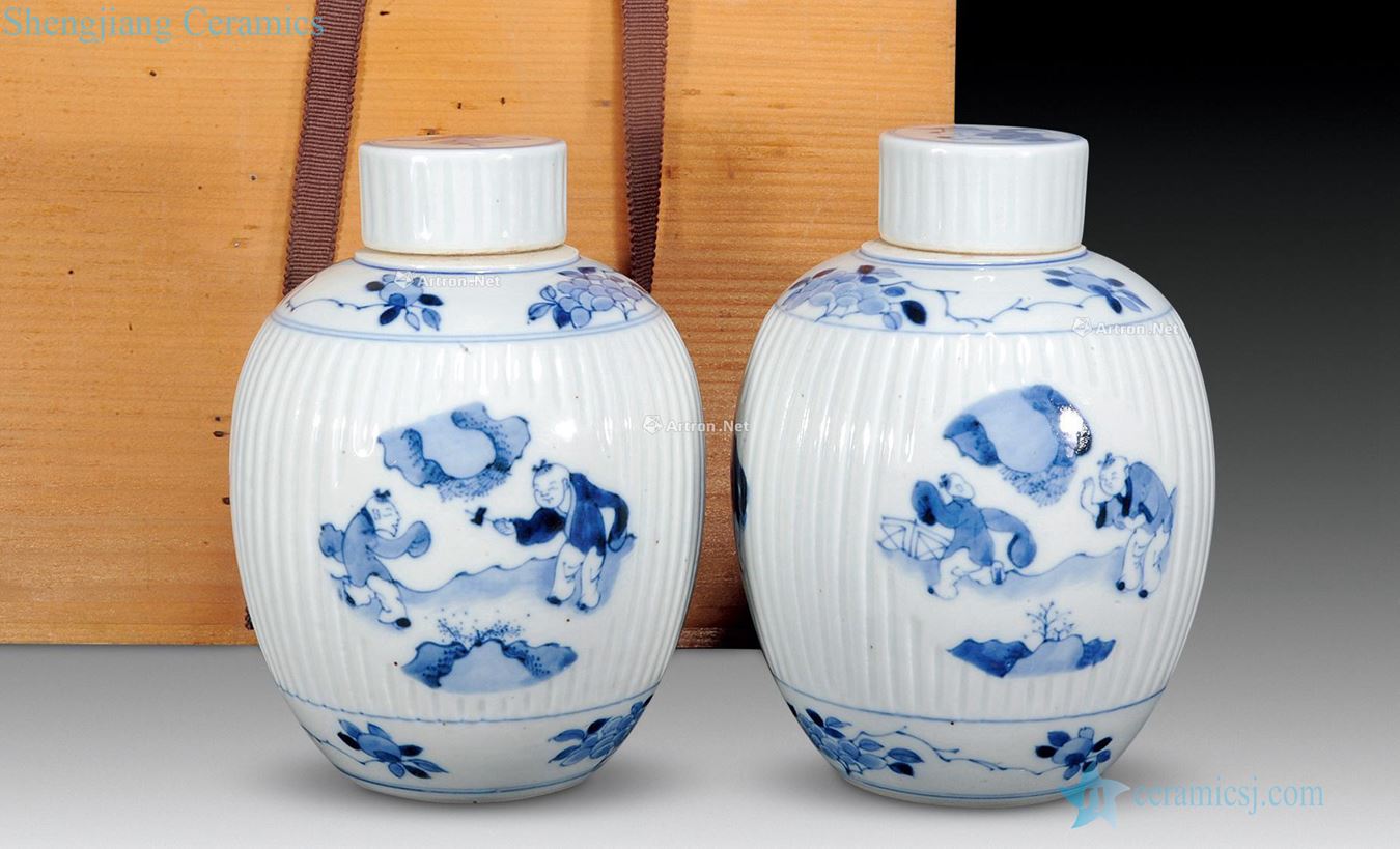 Blue and white melon leng qing emperor kangxi baby play lotus seed tank (a)