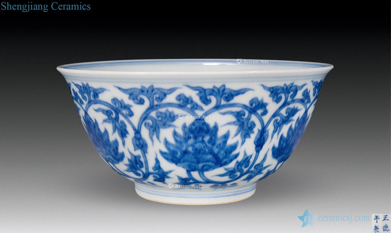 MingZhengDe Blue and white flower bowls bound branch treasure phase