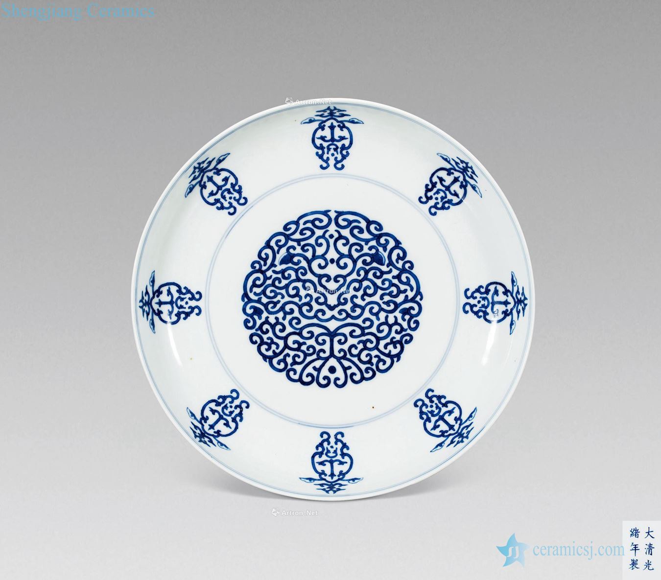 guangxu Blue and white life of tray